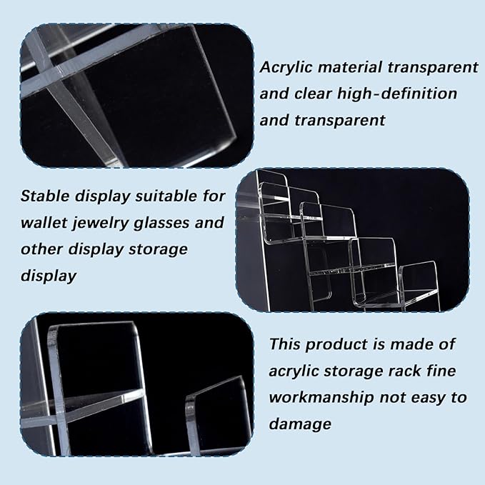 Acrylic Wallet Display Stand Purse Handbag Organizer, Clear Jewelry Riser Display Stand Purse Display Rack, Acrylic Display Shelf for Cosmetic Perfume Jewelry Sunglasses Handbag (2 PCS-6 Tier)