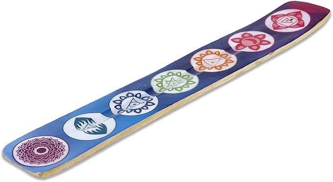 Yajna Traditional-Handmade-Burner Wooden-Incense-Stick-Strip-Holder Ash-Catcher-Stand for-Aromatherapy-Meditation-Yoga (Seven Chakra) 10 Inches, Pack of 1