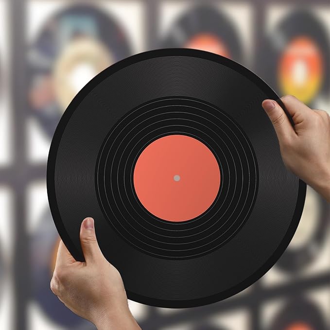 Facmogu 6 Pack 12in Blank Vinyl Record Decor, Fake Vintage Record for Indie Wall Aesthetic Room Decor, 70s 80s 90s Rock & Roll Music Party Decor, Retro Records for Home Living Room, Craft Display Decoration