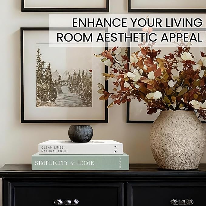 Modern Decorative Books for Home Coffee Table Decor - Fake Books Storage Box for Decoration - Set of 2 Faux Book Photo Storage Keepsake Box for Room Bookshelf Decor, Sage