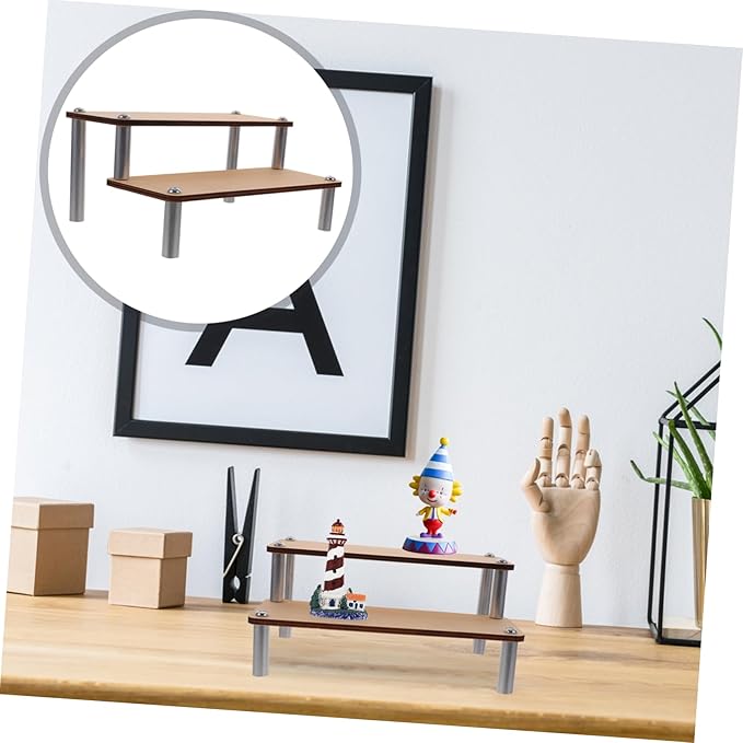 VALICLUD Wooden Display Stand Action Figure Holder Jewelry Display Shelf Makeup Organizer for Vanity