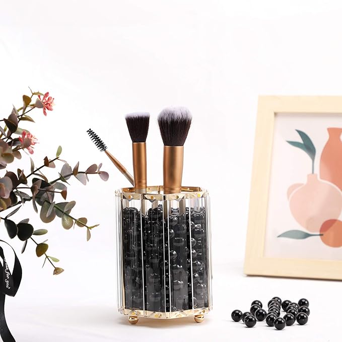 Suream Black Polished Pearls 350Pcs, ABS Undrilled Art Faux Beads for Makeup Brush Holder, No Hole Imitation Round Pearl for Vase Filler, Wedding Table Scatter, Birthday Party, Home Decor, 12mm/0.47In