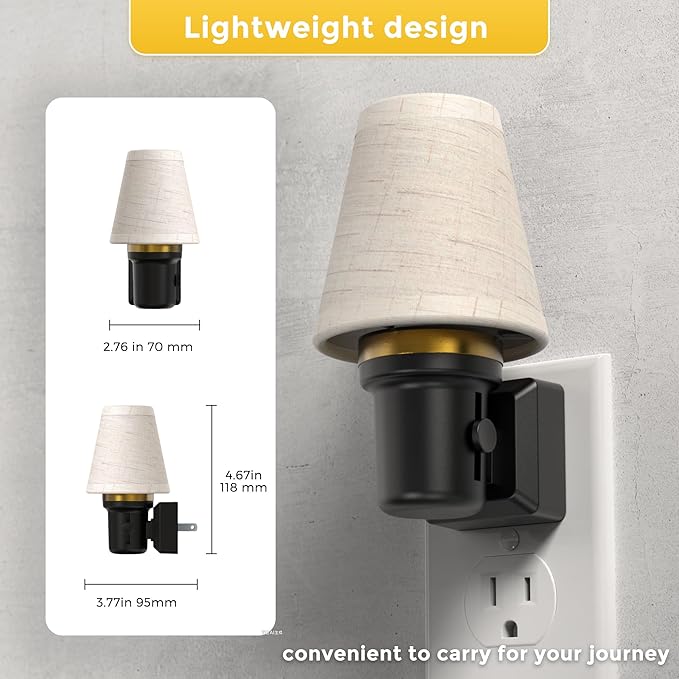 L LOHAS LED Night Lights Plug into Wall, 2 Pack Linen Fabric Round Platform Decor Night Light, Dusk to Dawn Sensor Vintage Nightlight, 5000K Daylight 0-100LM Dimmable, for Bedroom Living Room Hallway