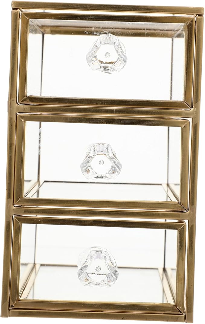 OUNONA Jewelry Drawer Box Elegant Three Storage Organizer for Cosmetics Accessories Transparent Design for Easy Viewing Versatile Storage Case for Home Office Use