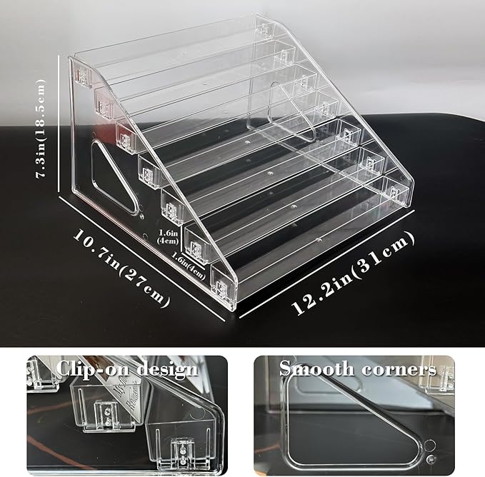Card Display Stand, Acrylic Risers Greeting Card Display Sticker Holder, 7-Tier Clear Acrylic Shelves for PSA Graded Card,Baseball Sports Card and Postcard Sticker Display