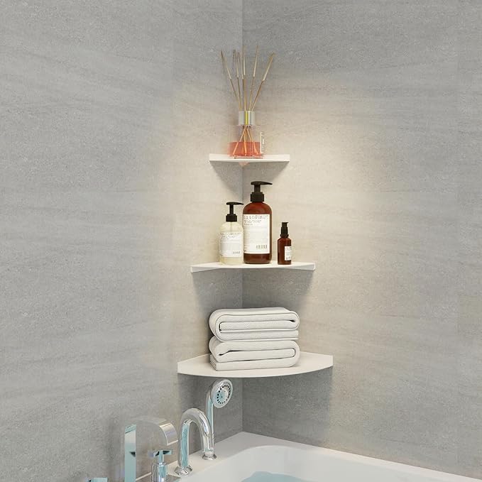 Corner Floating Shelf, 3.0mm Aluminum Alloy Corner Shelves Wall Mounted (6 inch Corner Shelf White)