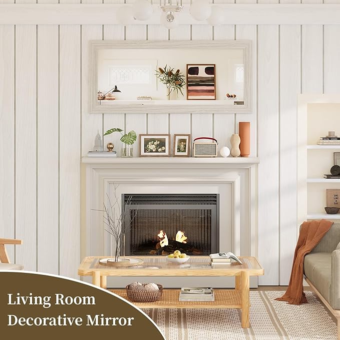 Syndra Modern Full Length Mirror Wood Frame, 65x24'' Large Floor Mirror with HD Tempered Glass & Wall Mount Option, Rectangular Standing Mirror for Bedroom, Living Room, Entryway, Farmhouse(White Oak)