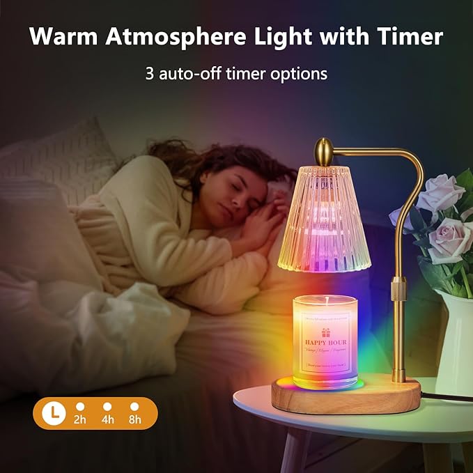 Imenlox Candle Warmer Lamp, with Timer and Dimmer, Adjustable Height, for Mom, Birthday for Women Mom, House Warming Gifts Room Decor, Wax Warmer (7 Color)