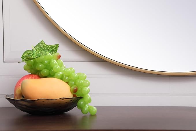 Focus 39x39 Round Wall Mirror, for Bathroom Bedroom Entryway, Brass