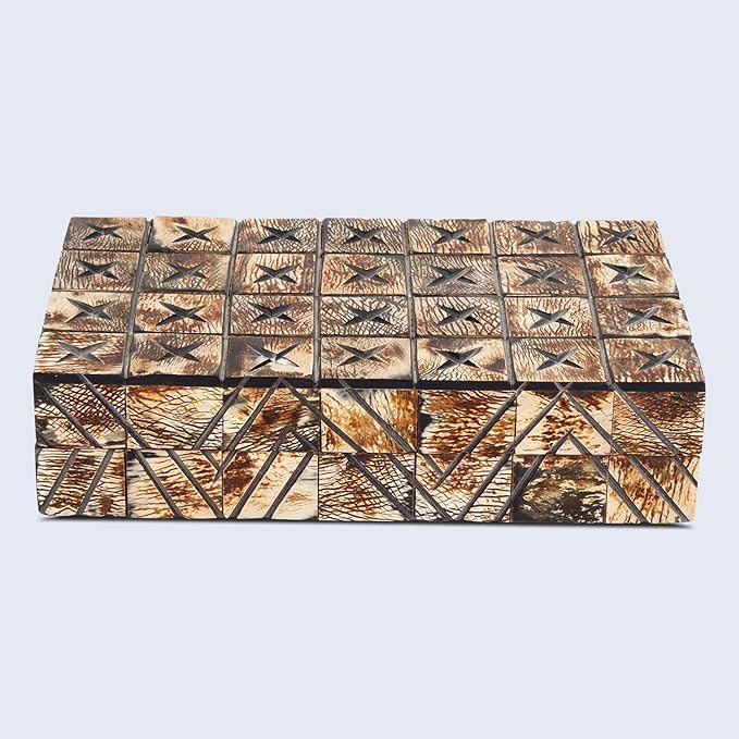 Handicrafts Home Decorative Keepsake Box 8x5 – Small Organizer Box with Lid, Boho Decorative Storage, Retro Memory Box, Unique Coffee Table Décor, Jewelry or Trinket Box, Modern Shelf Decorative Box