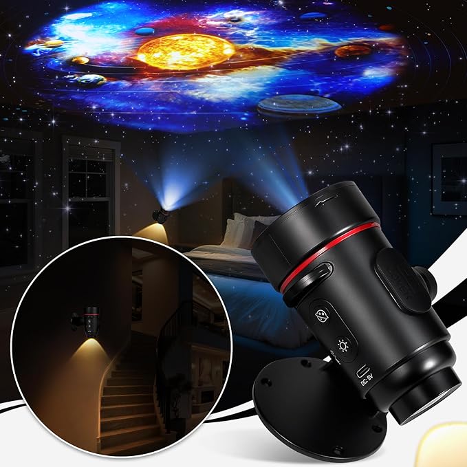 Galaxy Projector, 2-in-1 Planetarium Star Projector with 7 HD Slides Wall Lamp, LED Sconces Night Light Starry Sky Space Solar System Projector Nebula for Kids Bedroom Sleeping Hallway Ceiling Decor