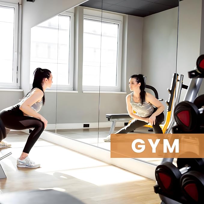 pertetey Home Gym Mirror, 48X24 Inch(Each)-3Pack Wall Mounted Large Frameless Tempered Glass Mirror, Idea for Gym, Yoga, Bedroom, Dance Studio, Living Room