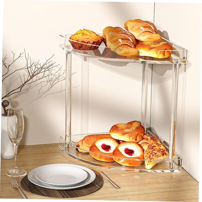 Holibanna Bathroom Corner Shelf Acrylic Makeup Organizer Double Layer Storage Rack Easy to Assemble