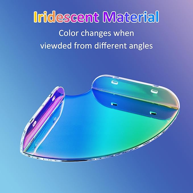 Sezanrpt 9.5x9.5 Inch Acrylic Corner Floating Shelf Set of 2, Iridescent Corner Wall Shelf for Home Décor, Speakers, Security Cameras, Toileries, Plants, Figures, Cosmetics, Books