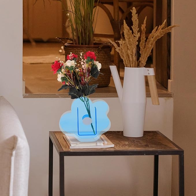 FAVOMOTO Vase Cloud Shaped Acrylic Vase Clear, Desk Organizer Make Up Brush Pen Holder Inner Decor Living Room for Table Modern Style Contemporary Design