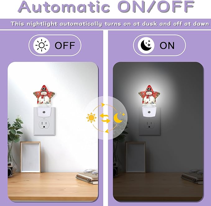 Nightlight,Snowman Bird Decorative Night Lights Plug Into Wall,Christmas Night Light with Auto Sensor for Bedroom,Nursery,Hallway,Stairway,Gifts