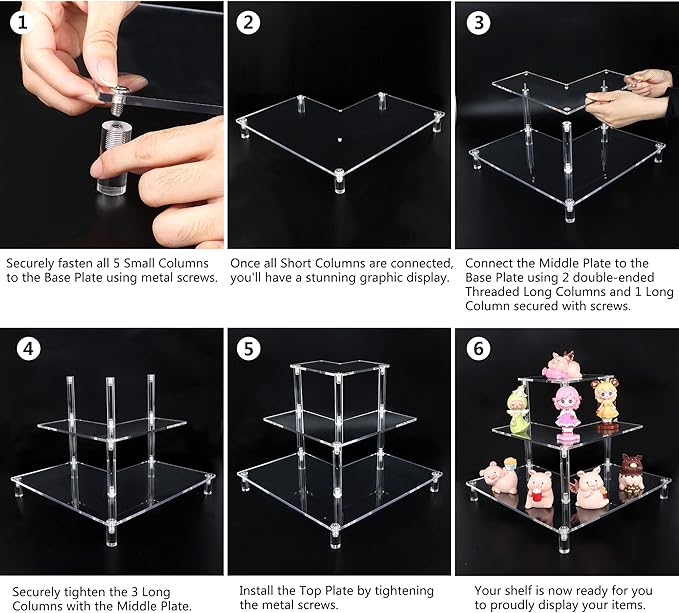 ELEGANTLIFE Acrylic Display Riser Stand – 3 Tier Clear Shelf for Funko POP, Amiibo, Figures, Collectibles, Cupcakes, Perfume, Skincare Organizer