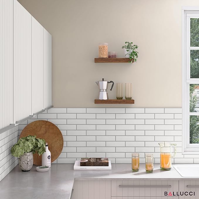 Ballucci Floating Shelves, 16" Wood Wall Shelf Set of 2, with Invisible Brackets for Bathroom, Living Room, Bedroom, Kitchen, Nursery, 6" Deep, Rustic Brown