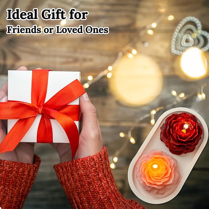 Light-Orange Peony Flower Shape Candles for Women - Aromatic Pastel Aesthetic Candle with Jasmine Fragrance - Christmas Gift for Friends Colleagues and Classmates (3 inch)