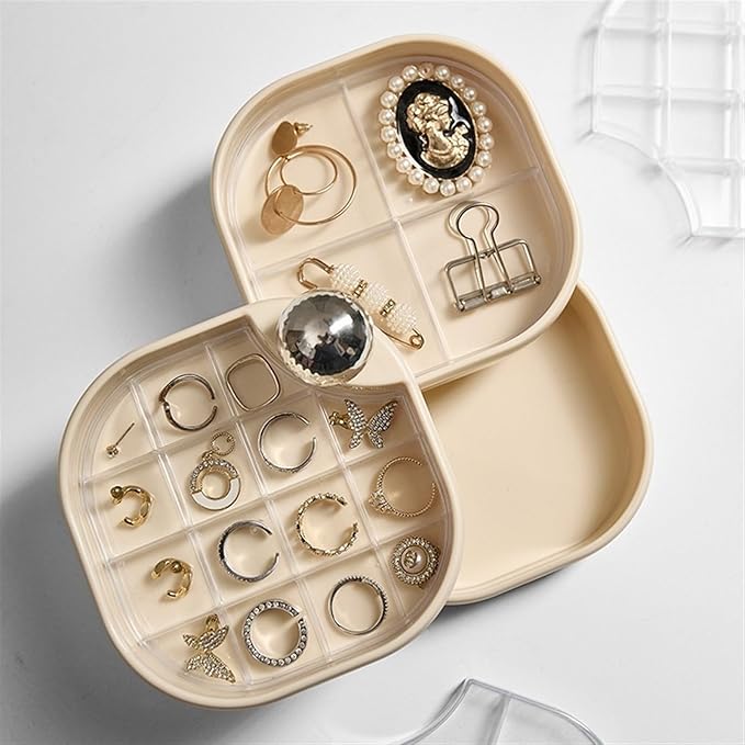 Jewelry Box Jewelry Organizer Multi-Color Metal Handle Jewelry Organizer Multi-Layer Rotatable Jewelry Cosmetic Makeup Organizer for Rings Necklaces Bracelets Earrings (Color : A, Size : 12.7 * 13cm)