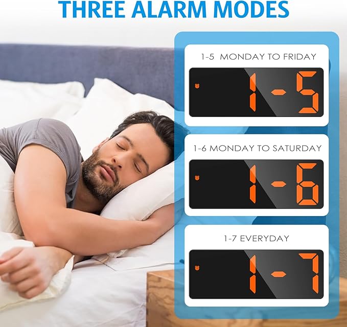 AMIR Digital Alarm Clock, LED Clock for Bedroom, Electronic Desktop Clock with Temperature Display, Adjustable Brightness, Voice Control, 12/24H, 6.3" Large Display for Home, Bedroom, Office
