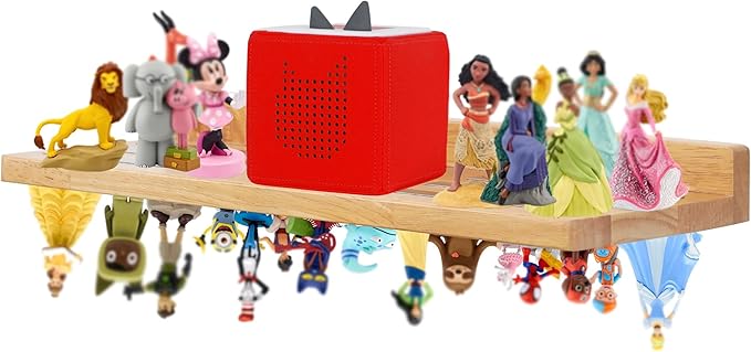 For Tonies Figures Shelf Magnetic,for Tonie Box Wall Shelves,for Tonies Characters Organizer Audio Toy Storage (Holds 36 Figurines),Compatible Charging Station for Children Kid's Room,Oak Wood