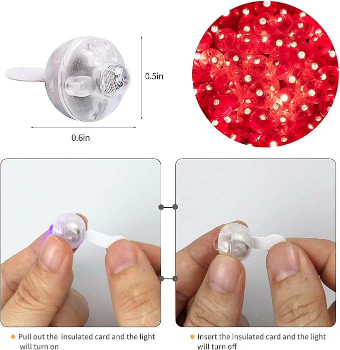 Aogist 200Pcs Red Balloon Lights with Hook,Long Standby Time,Waterproof Mini Light for Birthday Party Wedding Christmas Halloween Easter Decorative (Flash)