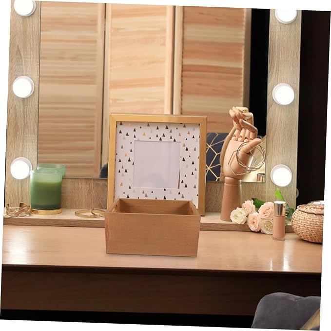 Holibanna Desktop Storage Box Rustic Wooden Organizer for Makeup Jewelry Sundries Compact Design Sturdy Vintage for Home Office for Toys Miscellaneous Items