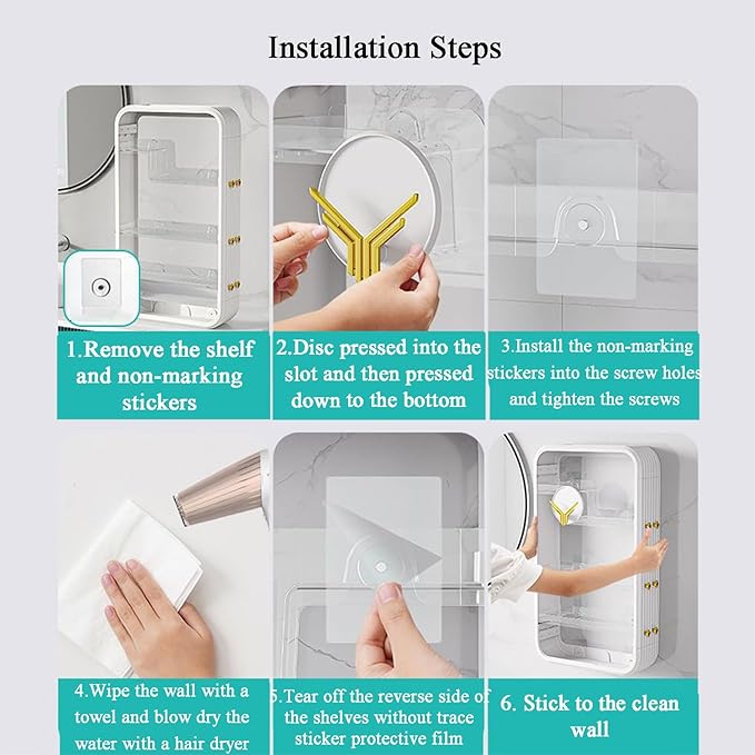 JATIBOSH Wall-Mounted Makeup and Skincare Organizers Cosmetic Storage Box for Bathroom, Living Roomand Bedroom, Wall Floating Shelves Organizer Transparent Multi-Function Floating Rack