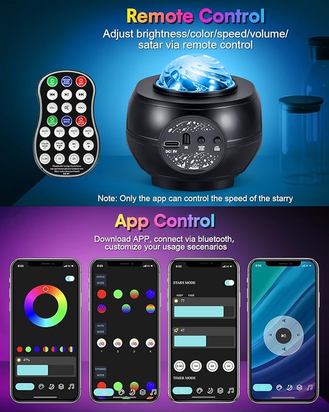 Star Projector Galaxy Light, Galaxy Projector for Bedroom with APP Remote Control, Timer - Night Light Projector for Kid Adult Aurora Light Projector Decorations Wedding Club Decor