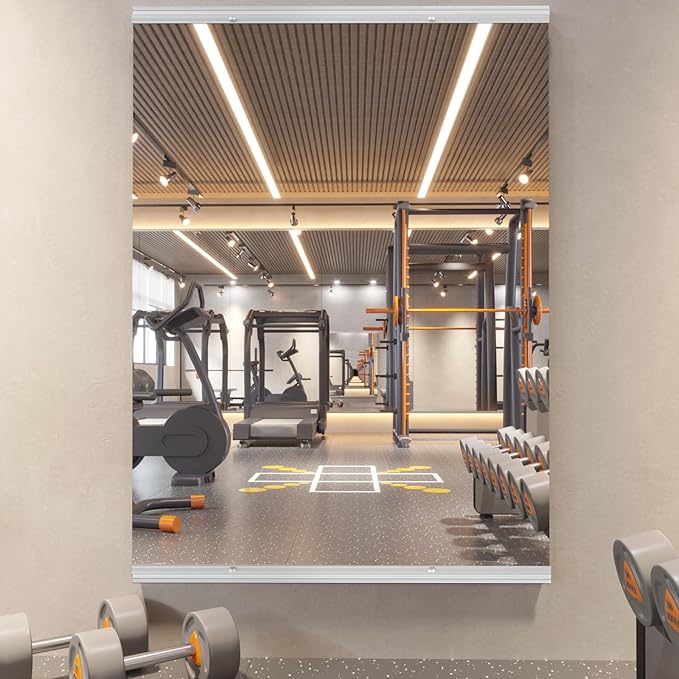 pertetey Home Gym Mirror, 79X36 Inch(1Pack) Large Frameless Tempered Glass Full Body Wall Mounted Mirror for Gym, Yoga, Exercise, Dance Studio