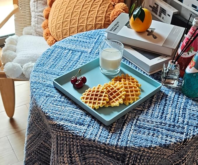 Small Square Serving Tray (9 inch), Durable Blue Tray for Desserts & Organization, Lightweight for Coffee, Drinks, Party, Seasoning, Perfume and Display.