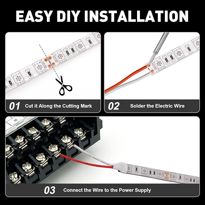50ft Pontoon Boat Lights Marine LED Strip Lights 12V Waterproof, Interior Light Deck Light for Jon Boat, Kayak, Fishing Boats, Bass Boats (White)