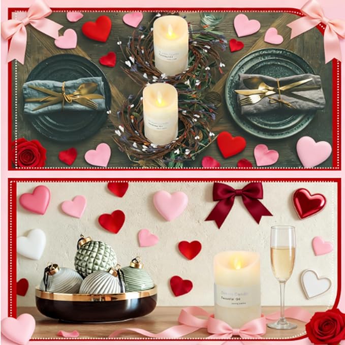 Daifunli 2 Pcs Valentine's Day Primitive Berry Candle Ring 3.9 Inch Rustic Farmhouse Red Berries Candle Ring Wreath for Pillar Candles Holder for Valentine Spring Table Centerpiece Decor