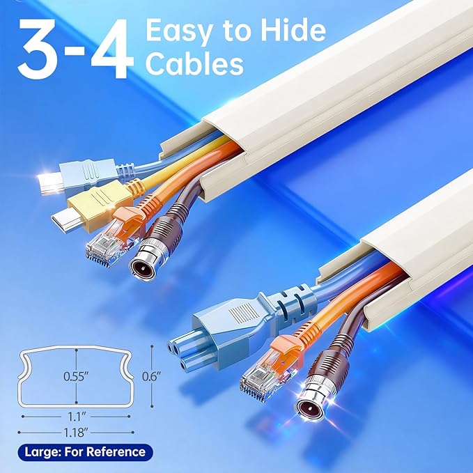 Delamu Beige Cord Hider, 236in Cord Covers for 3-4 Wires on Wall, Beige Cable Hider Wire Covers for Cords, Wire Hiders for TV on Wall, TV Cord Hider Wall to Hide Wires, 15x L15.7 W1.18 H0.6in