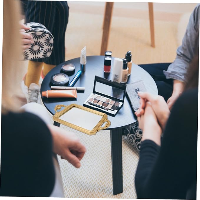 Alipis 1pc Vintage European Mirror Tray for Makeup and Perfume Storage Retro Decorative Organizer for Jewelry and Cosmetics Accent Finish