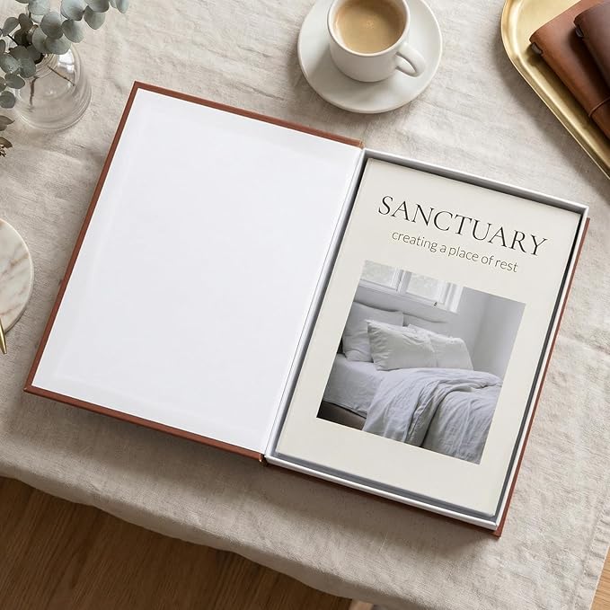 Decorative Book Boxes for Coffee Table Decor (Set of 2) - Faux Books with Hidden Storage - Modern Warm Luxury & Neutral Home Accents - Sanctuary & Kinship (Chocolate Brown & Beige)