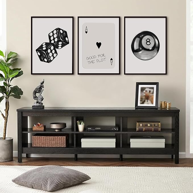 Black White Aesthetic Wall Art Decor 8 Ball Canvas Poster Y2k Cool Dice Pictures Black White Room Decor Trendy Poker Poster Prints Retro Painting Artwork for Apartment Dorm 24x36 Inch Unframed 3Pcs