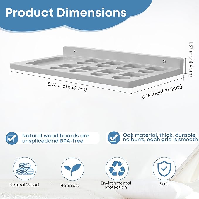 PHOENANCEE Floating Shelves for Little Tikes Story Dream Machine,Wall Shelf for Little Tikes Projector Books Audio Play Character Storage Tray Organizer for Toddlers Kids Girls Boys,Oak(Gray White)