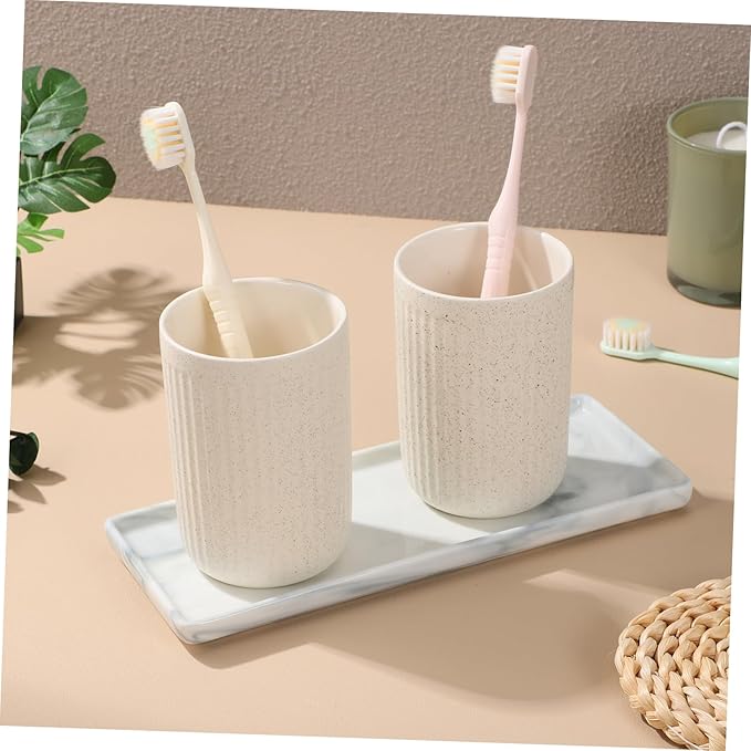 Alipis Stone Decorative Tray Fancy Display Trinket Dish Perfume Holder Desk Makeup Organizer Rectangle Jewelry Plate Bathroom Accessory
