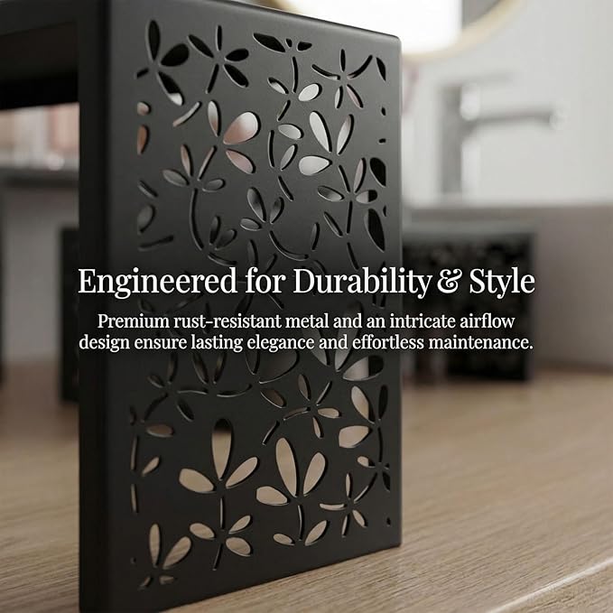AIM & GGKK 3-Tier Black Perfume Organizer Stand | Rustproof Metal Cologne Display Rack for Cluttered Vanity & Bathroom | Space-Saving Vertical Fragrance Holder & Elegant Cupcake Tower for Party Decor