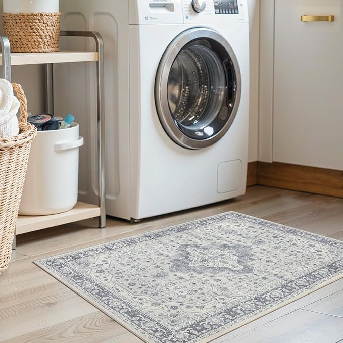 Rugxara 2x3 Door Mat Indoor Entrance, Washable Non Slip Kitchen Bathroom Rugs, Ultra-Thin Throw Small Rug for Front Door/Indoor Entrances, Blue
