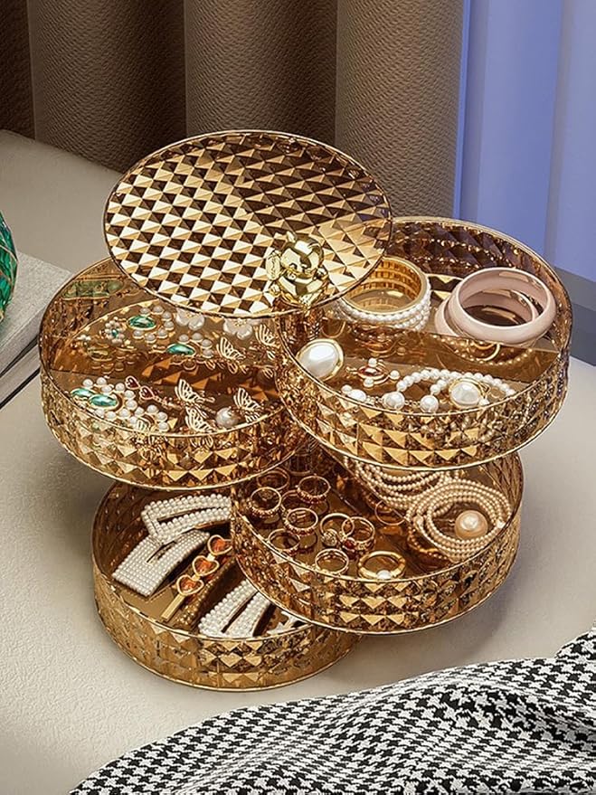 Jewelry Box Rotatable Jewelry Storage Case Jewelry Holder Jewelry Display Organizer Rotatable Jewelry Case Display Organizer for Bathroom Desk (C)