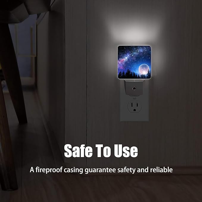Fantasy Full Moon Dusk to Dawn Night Light, Auto Sensor Lamp Home Indoor Stairway Kitchen Corridor, Night Lights Plug into Wall Decor, Boys Girls Women Men Room Gifts