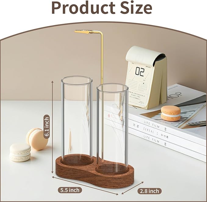 NANATI 2 in 1 Incense Holder for Sticks, Anti-Ash Incense Holder, Upside Down Incense Burner Holder with Glass Ash Catcher & Incense Storage for Yoga Spa Meditation Home Decor