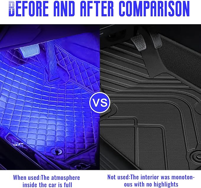 4 PCS Car LED Lights Interior Wireless, Super Bright Auto Interior Ambient Light with 6 Bright LED Lamp Beads, Portable USB Rechargeable Car Led Night Light for Vehicle Decor(Blue)