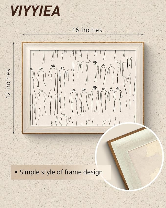 VIYYIEA Framed Wall Art for Living Room, Sketch Canvas Prints, Minimalist Home Decor, Abstract Painting Picture, Bathroom Wall Decor Gifts for Friends or Family - 16L x 12W
