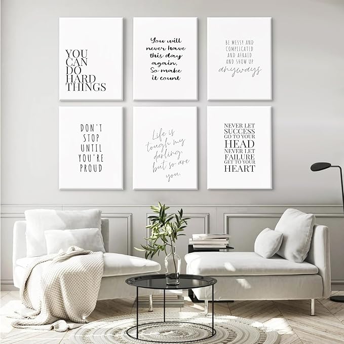 Office Inspirational Wall Art Decor Motivational Quotes Canvas Wall Art Positive Classroom Posters Pictures Office Inspirational Work Artwork for Women Home Bedroom 8x10 Inch Wrapped Canvas Set of 6