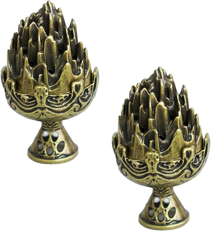 3 PCS Mini Brass Lotus Incense Holder, Small Flower Vintage Cone Incense Burner with Lid - Elegant Desktop Ash Catcher for Home, Office, Yoga, Meditation, Spa, Teahouse Decor (Bronze, 2.7×3cm)