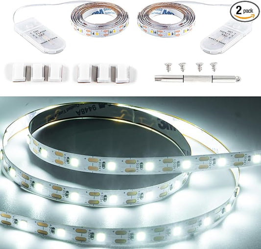 2-Pack LED String Lights Battery Powered, 1.64ft White LED Fairy Lights Battery Powered, With blinking function, Decor Rope Lights for DIY Parties, Weddings, Patios, and Christmas Decorations.